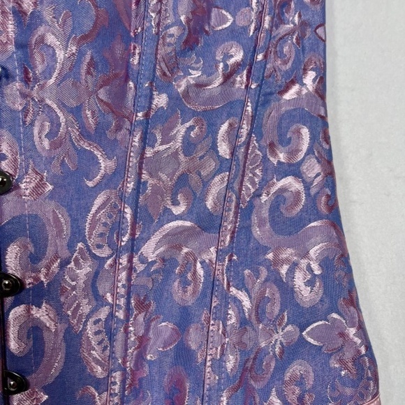 Women's M Lace Up Corset Pastels Jacquard Satin Fairycore Coquette Adjustable - Picture 3 of 7